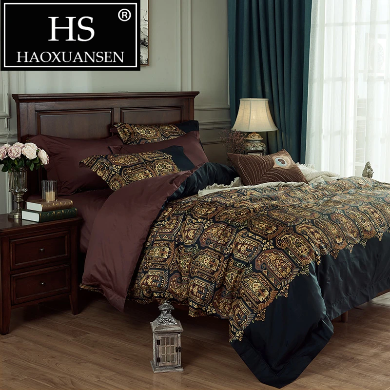 

Victoria Bohemia Style High Definition Digital Printing Bedding Retro Color Duvet Cover Sets 4pcs Bedding Sets Queen King