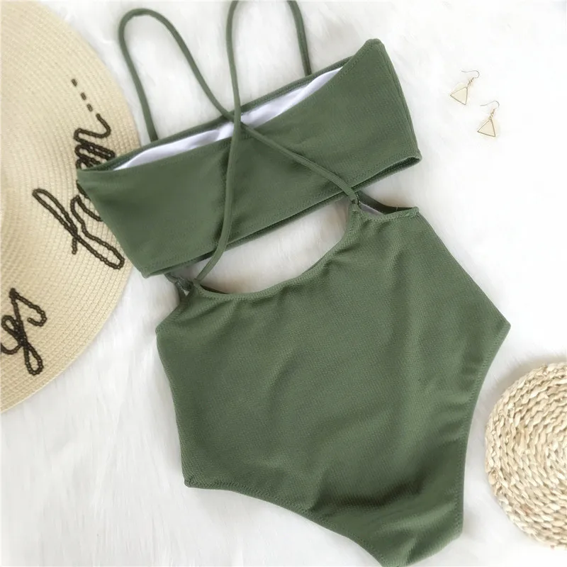 2018 New Swimwear Brazilian Sexy Solid Irregular Strap Bikini Set Women Swimming Wear Bathing Suit Biquini Maillot De Bain5