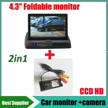 

For Renault Fluence Duster car parking rearview backup camera High quality CCD Night vision + car monitor mirror 4.3inch
