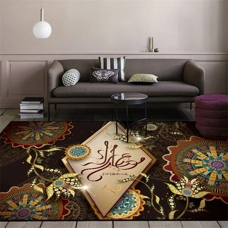 

Ramadan Eid Mubarak Tapete Carpets Moon Flower Printed Living Room Bedroom Decor Bedside Area Rugs Sofa Chair Non-Slip Floor Mat