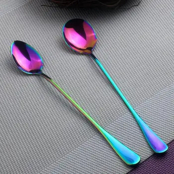 

New Stainless Steel Long Handle Coffee Honey Ice Soup Stir Spoon Kitchen Tableware