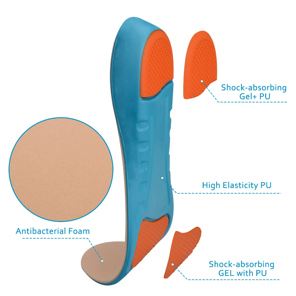 Elino мужские женские спортивные стельки дышащие антибактериальные впитывающие пот поролоновые вставки Arch support Shock-Абсорбирующие ботинки