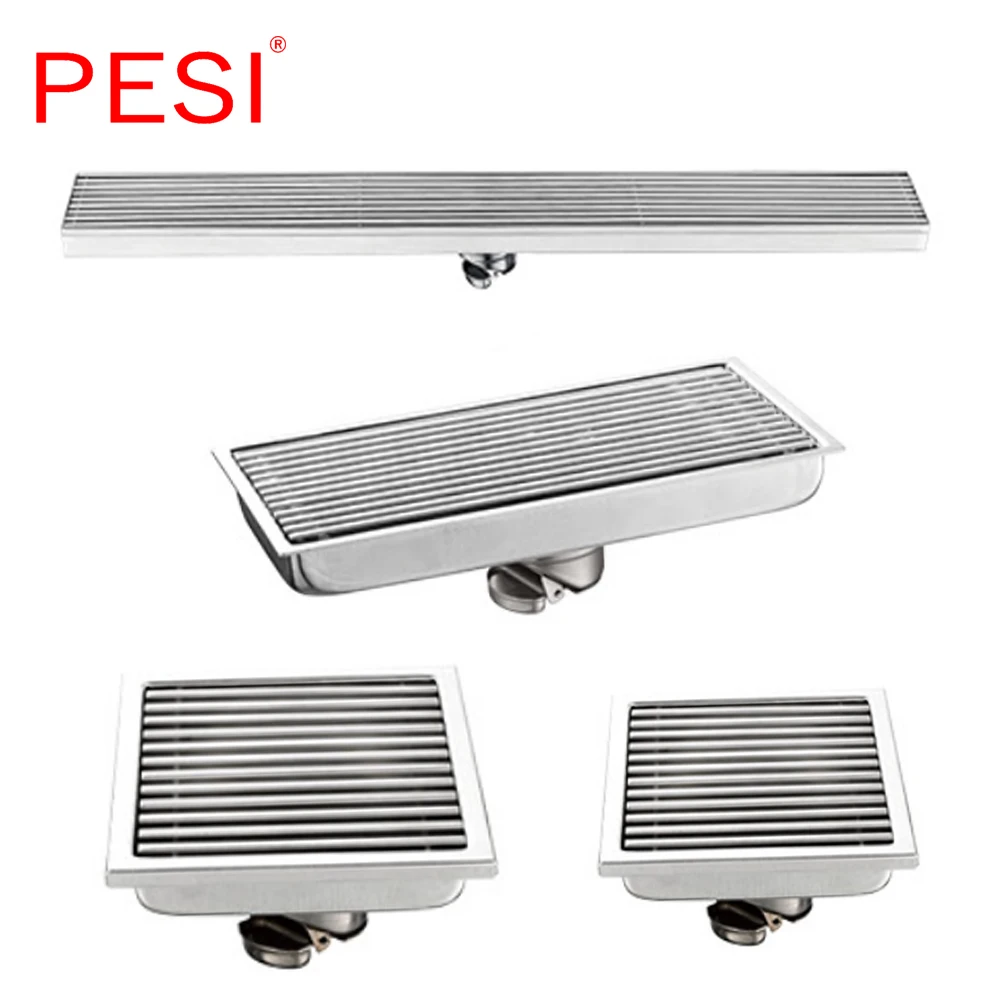 

304 Stainless Steel 60/30/15/11cm Linear Anti-odor Long Floor Drain Bathroom Invisible Shower Floor Drain, Wholesale, Brushed.