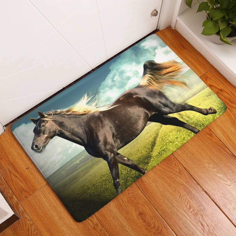 Новые высококачественные противоскользящие ковры, прозрачные коврики с принтом лошади, коврики для ванной комнаты, кухни, 40x60x80 см