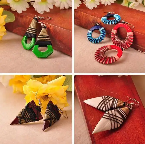 

Many Geometric Patterns Thailand accessories mango wood Ethnic Style Coiling Individualizes