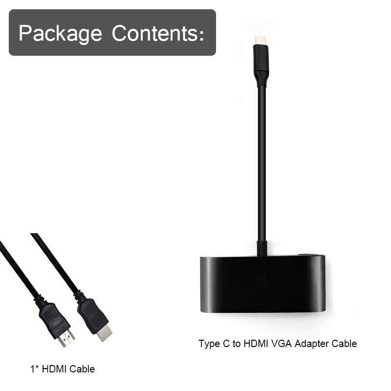 USB-C концентратор док-кабель адаптер usb type C к HDMI VGA концентратор адаптер 4K 3,5 мм USB2.0 3 в 1 для Macbook/pc/ноутбука HDMI& VGA кабель - Цвет: with HDMI Cable