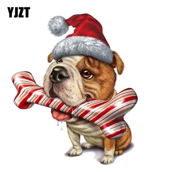 

YJZT 12.8CM*15.2CM A Dog Gnawing At The Bone PVC High Quality Sticker Car Decal 12-30070