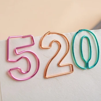 

Metal Digital bookmark clips plating multicolor number paper clips 0-9 10 numbers stationery high quality Shaped Paper Clip