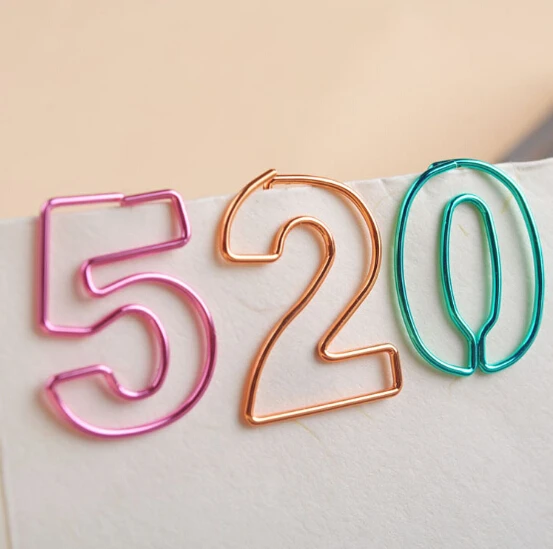 Metal Digital bookmark clips plating multicolor number paper clips 0 9