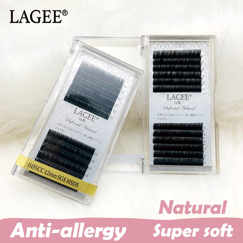 

LAGEE Korean Pbt JBCD Curl 3d Mink Natural Super Soft Eyelashes Extension Premium Individual Fake False Eye Lashes Extension