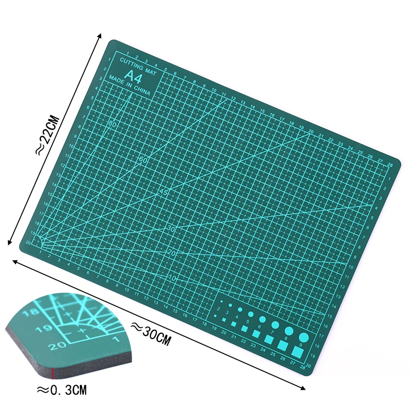 1 шт. 30 см X 22 см ПВХ Прямоугольный режущий коврик инструмент A4 ремесло темно-зеленый