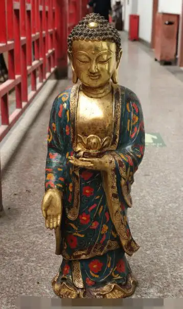 

S3993 24" Chinese Cloisonne Enamel Bronze Temple Shakyamuni Sakyamuni Buddha Statue