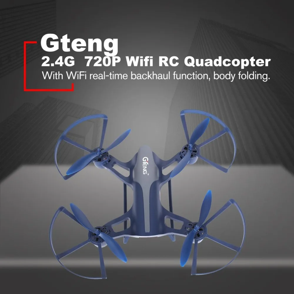 

Gteng 2.4G HD 720P Remote Control Fixed Height Wifi Real-time Transmission Foldable Headless Mode Quadcopter Drone
