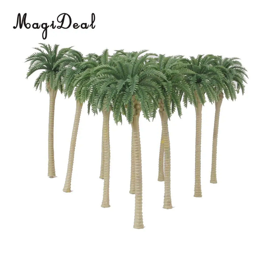 10Pcs 1:75 Scale Plastic Model Trees Artificial Coconut Palm Trees Rainforest Forest Beach Seaside Scenery  Layout
