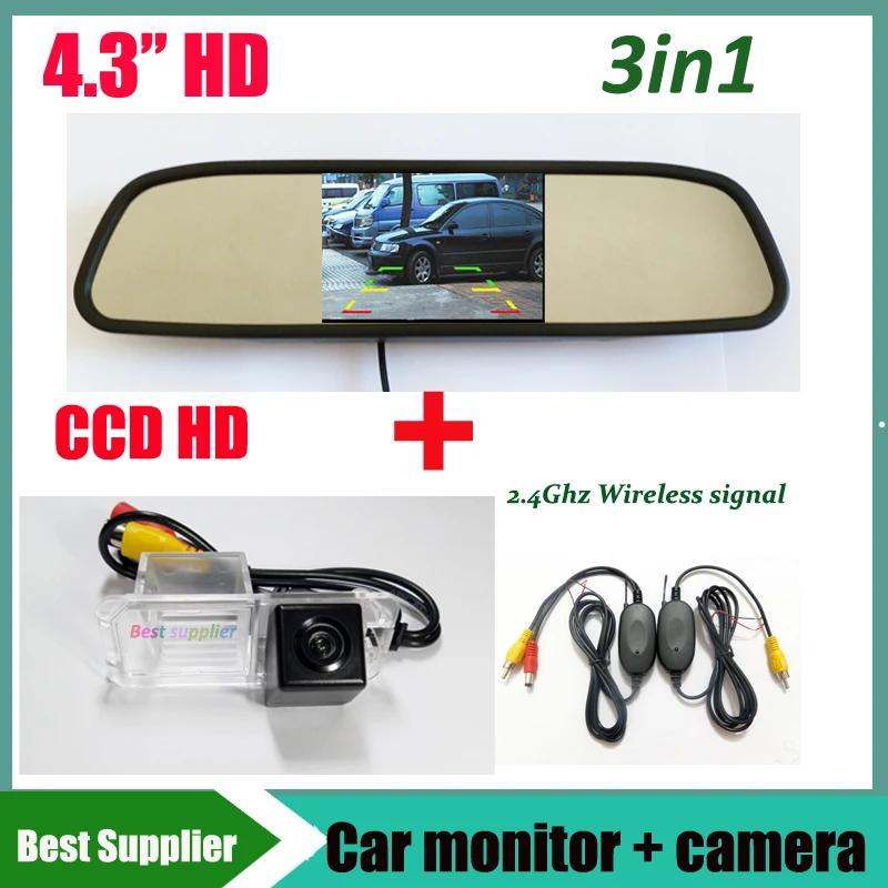 Car monitor + 2.4G wireless Car Rear View backup Camera for VW Beetle