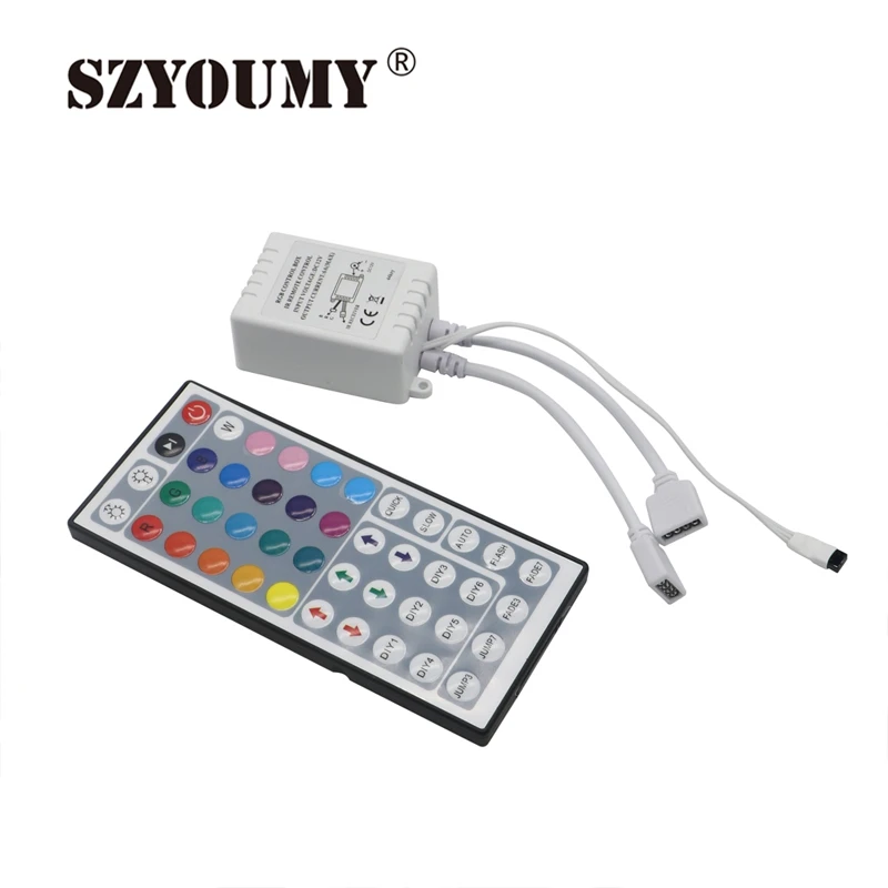 #Best SZYOUMY 44 Key 2 Port Remote Controller Input DC12V 6A LED Lights Controller IR Remote Dimmer for 5050 3528 RGB LED Strip Light
