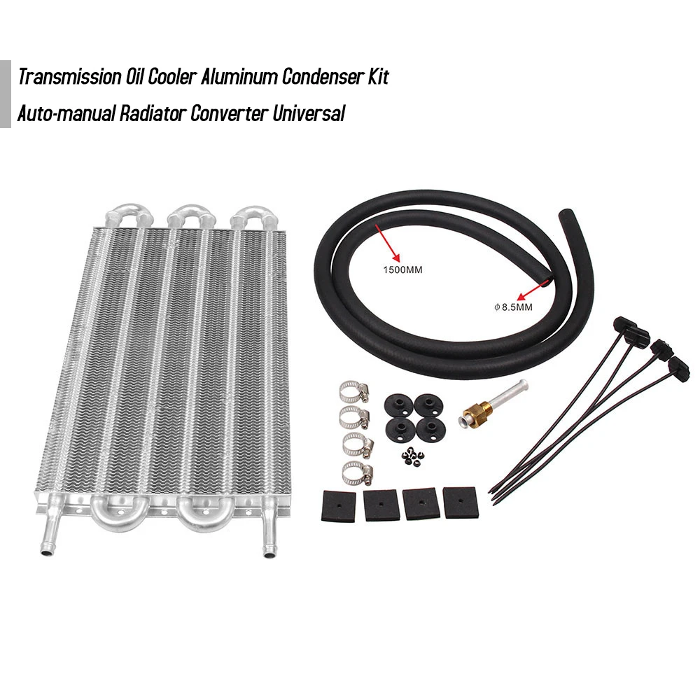 

6 ROW Auto Car Transmission Oil Cooler Aluminum Remote Condenser Kit Auto-manual Radiator Converter Universal