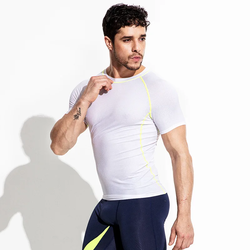 

Desmiit Training Shirt Men Running Tshirt Short Sleeve Slim Fit Man gym Sport T-shirt Joggers Singlets Biker Top Tees Quick Dry