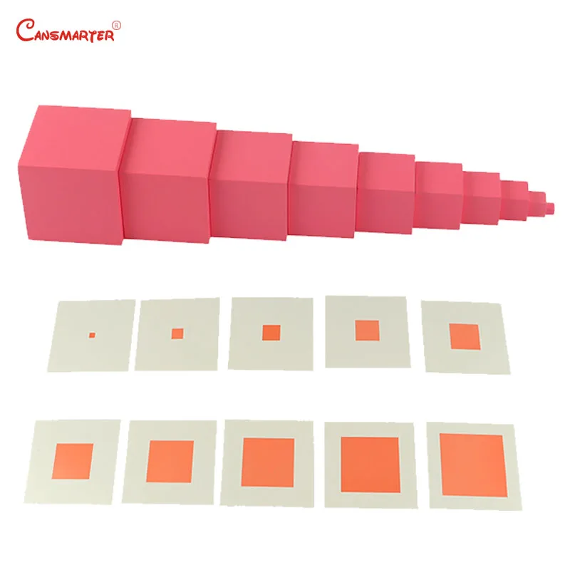 Sensory Games Block Toys Pink Towers Home Plaing Training Math Toys Pink Towers Blocks Cubes for Children 3-6 Years ToySE003-JZ4