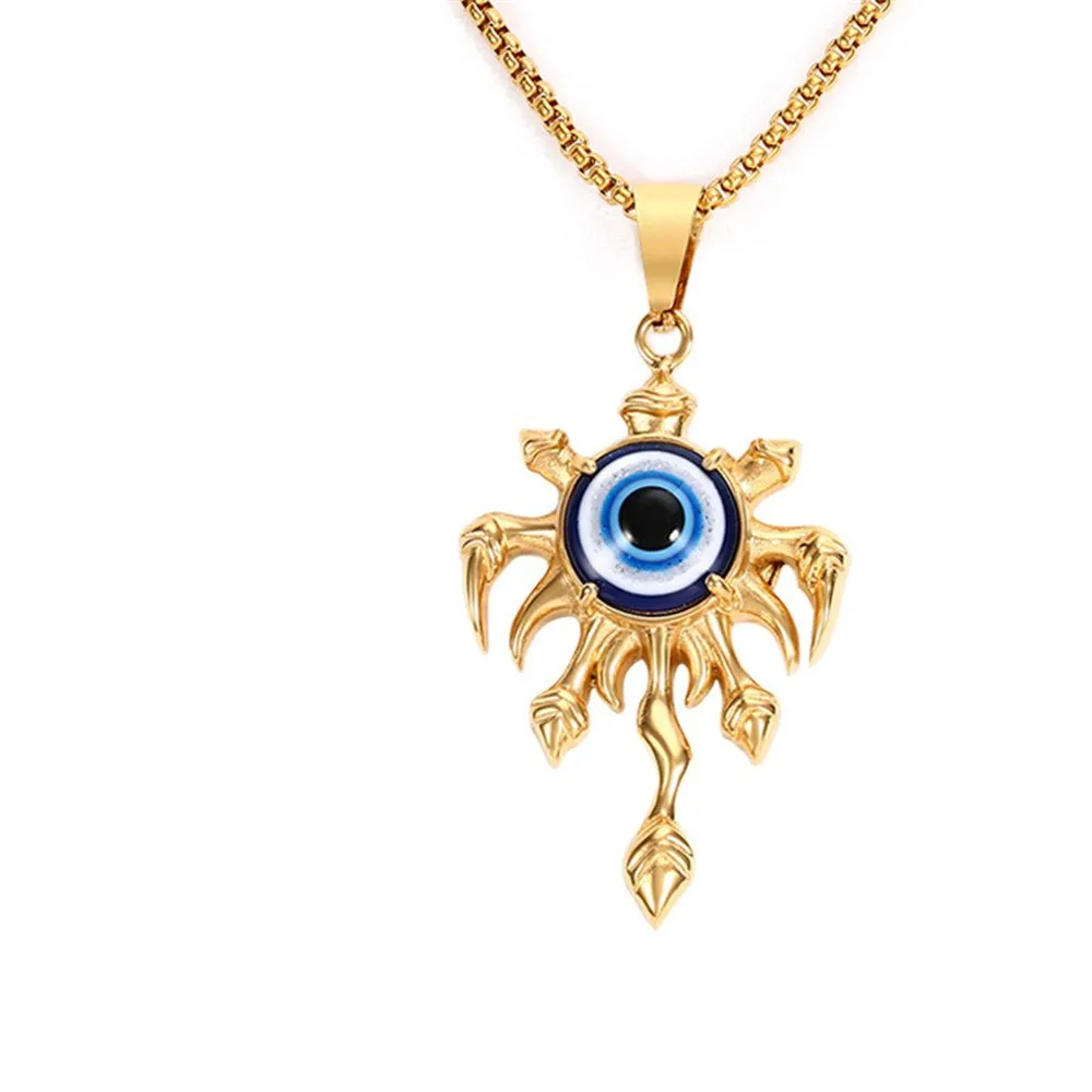 

Trendy Long evil eye necklace & pendants for women personalized gold mens necklace chain Titanium Steel jewelry gifts
