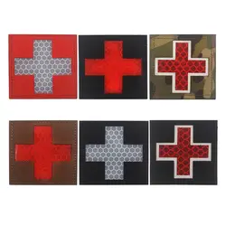 Светоотражающая медная многоцветная Крестовая медицинская помощь IR Chapter армейский значок тактические нашивки для поднятия боевого духа