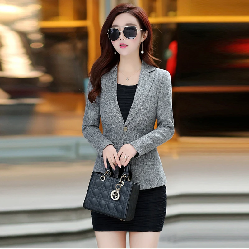 Women Blue Suit Jacket Formal Blazer Sale Single Breasted Pocket Women Blazer Work Office Business Suit Outwear Plus Size XXXL