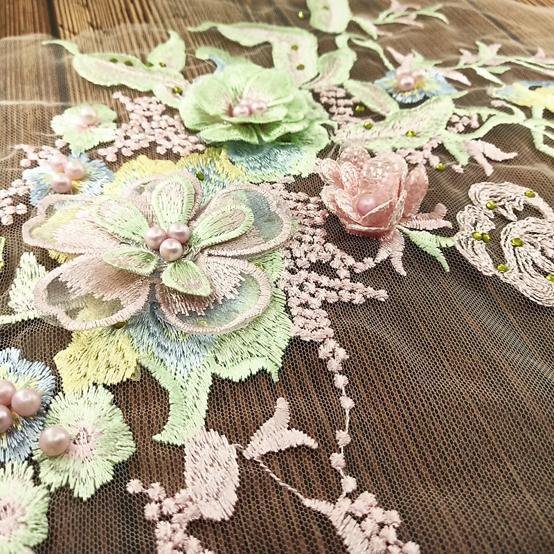 Embroidered Flower Patch Embroidery Beaded Applique Lace Patches For Clothing Wedding (2)