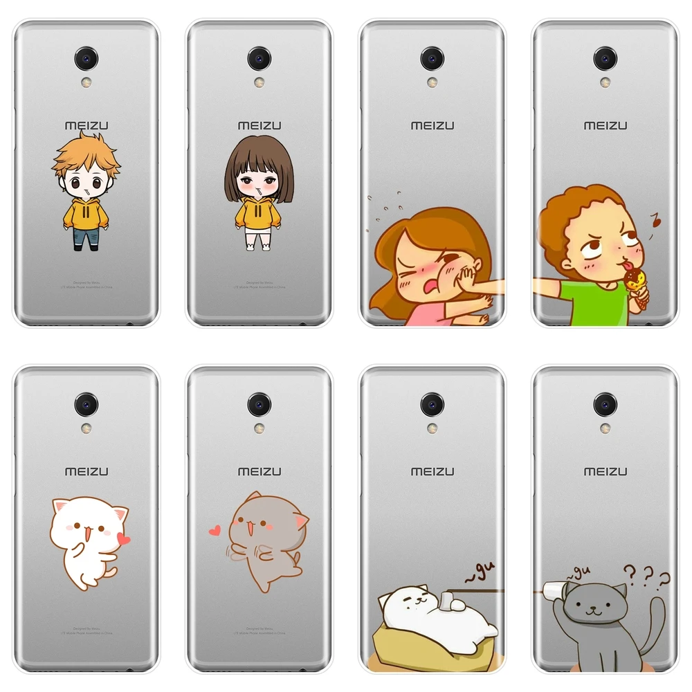 Чехол для Meizu M2 M3 M5 M6 Note милый мягкий силиконовый чехол влюбленных пар M6S M6T M5C M5S M3S