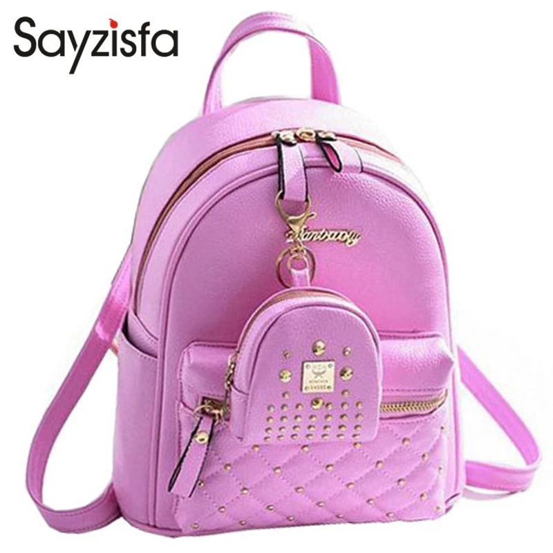 Sayzisfa New 2018 Women Backpack Leather Ladies Shoulder Bags Girls