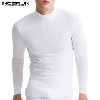 

Men Thermal Underwear Tops Tutleneck Long Sleeve Long Johns Warm Winter Fashion Slim Tops Men Spring Pullovers S-5XL INCERUN