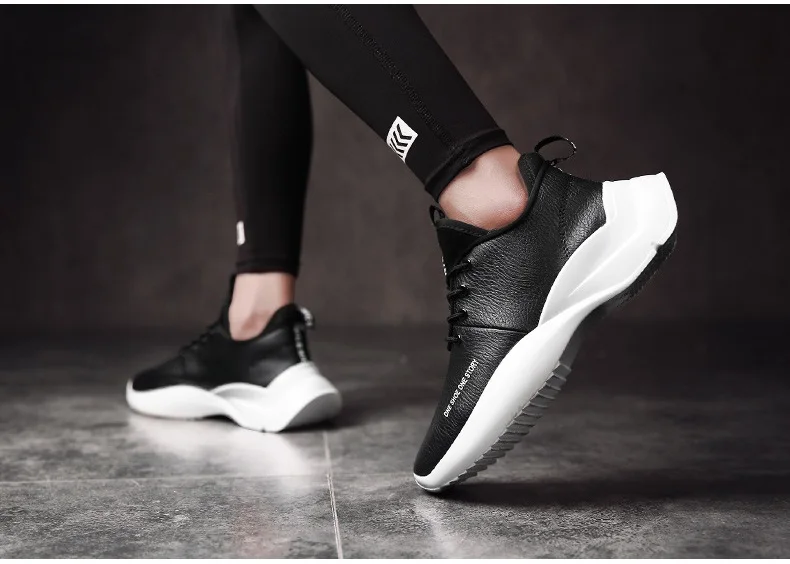 New Spring Autumn Man Walking Shoes Leather Breathable Korean Waterproof Student Damping Wear-resistant Running Shoes for Male (13)