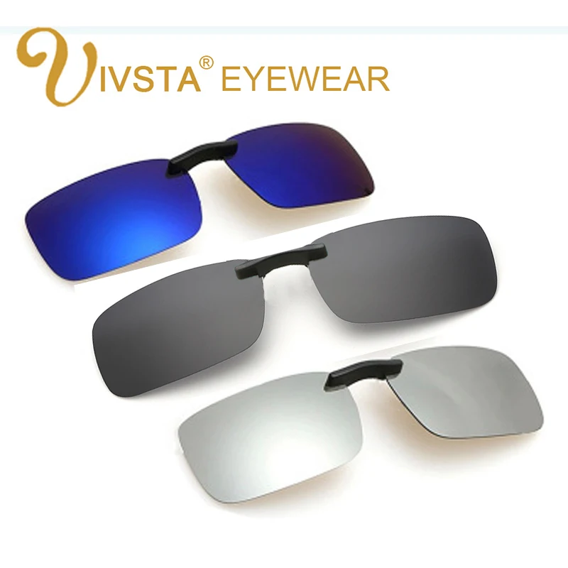 

IVSTA Clips Sunglasses Men Clip On Sunglasses Flip Up Rectangle Polarized Lenses for myopia Hyperopia Prescription 003 Mirror