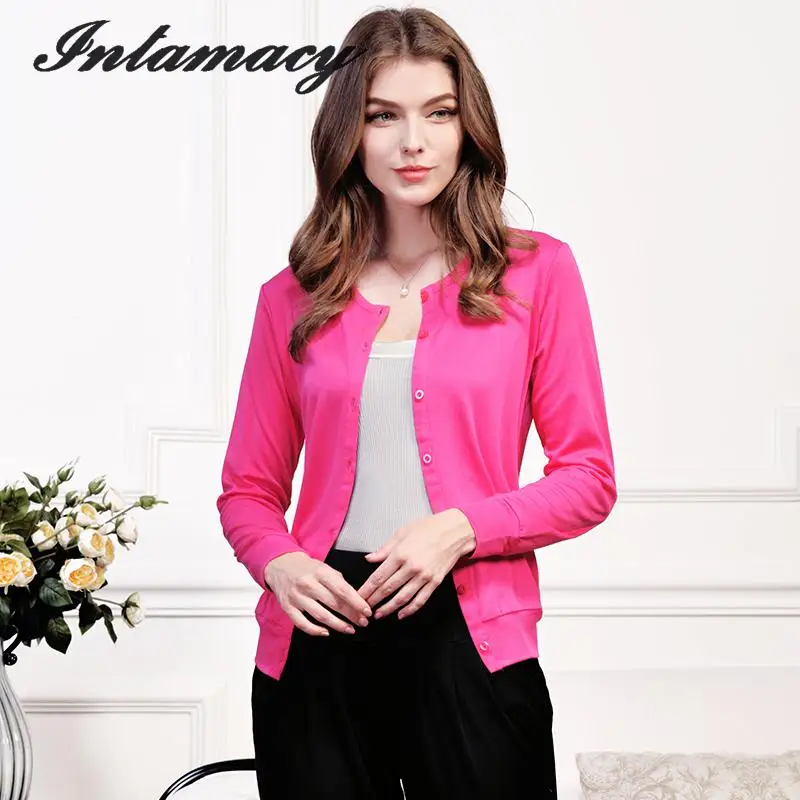 

90% Silk Knit Cardigan Female Short Sleeved Summer Thin Solid Sunscreen A Small Cardigan