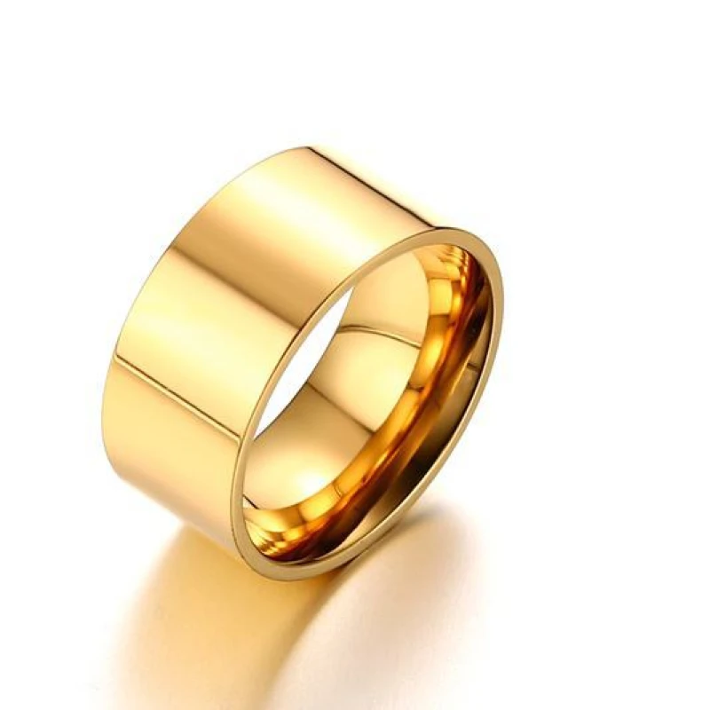 8mm Classic Wide Chunky Ring for Men Gold Color Silver Color Black Stainless Steel Male Ring Alliance Wedding Jewelry