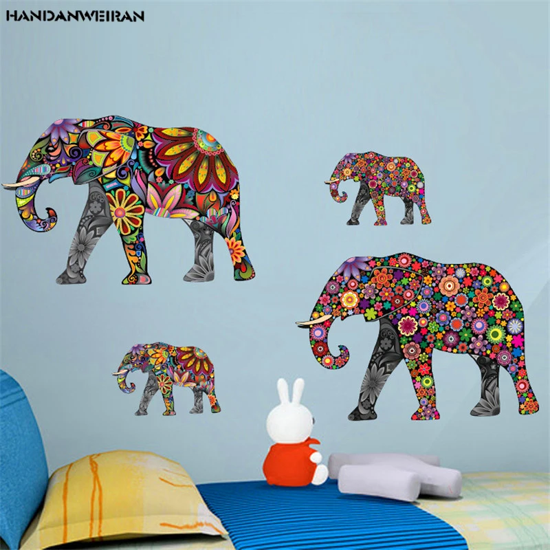 

35*60CM New Elephant pattern folk style posters stickers children room decorative wall stickers can remove children stickers