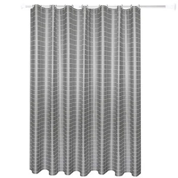 

North European Grey Stripped Bath Shower Curtains Bath Screen for Home Hotel Bathroom Waterproof Mold Proof Curtain with Hooks