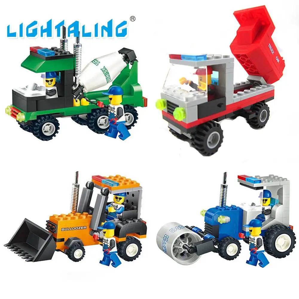 

Kids Building Blocks Engineering Vehicles Model Occupation Minifigures Children Educational Toys Lightaling