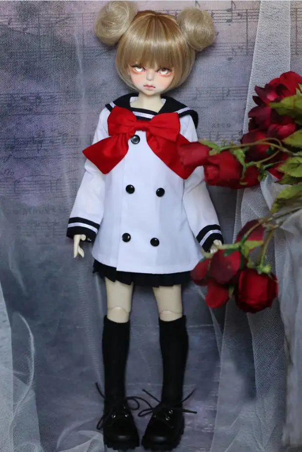 D01-P011 детская игрушка ручной работы 1/4 кукла 1/6 аксессуары BJD/SD кукла черно-белый двубортный костюм моряка с длинными рукавами - Цвет: Female