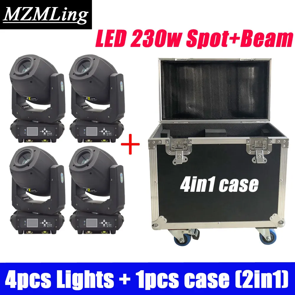 

4PCS Lights + 1PCS Flight 2in1 Led 230w Spot/Beam Light DMX512 Moving Head Light DJ/Bar /Party /Show /Stage Light Stage Machine