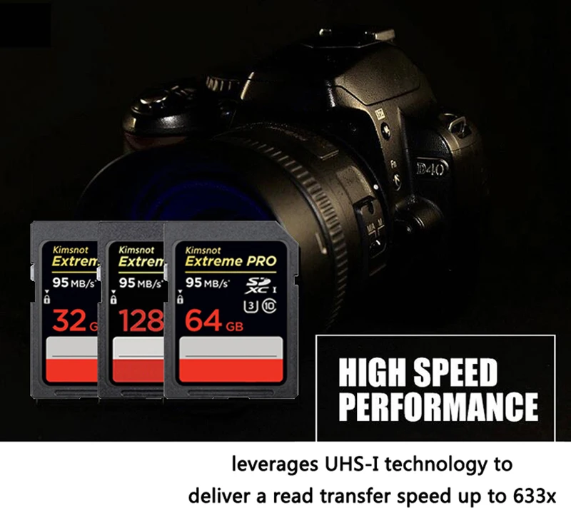 Kimsnot 633x карты памяти SDXC карты 64 Гб 128 ГБ 256 Гб SD карты Class10 32 Гб оперативной памяти, 16 Гб встроенной памяти SDHC карты высокой Скорость 95 МБ/с. UHS-I для DSLR Камера