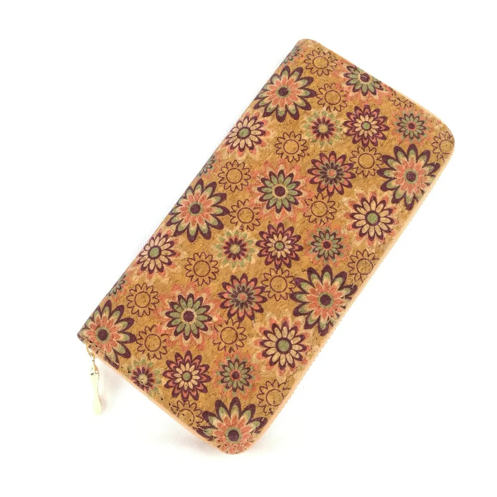 flower pattern cork wallet