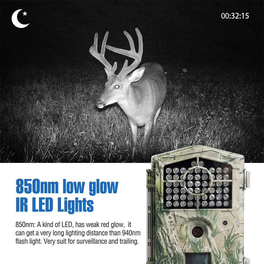 Охотничьи камеры 30MP 850nm 100 градусов PIR сенсор " дисплей Поддержка внешнего источника питания ночное видение водонепроницаемые камеры