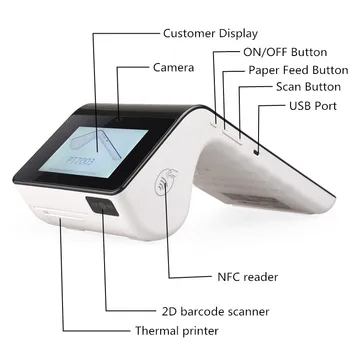 

dual display bluetooth nfc 3g gps pos terminal PT7003MS with barcode scanner and MSR