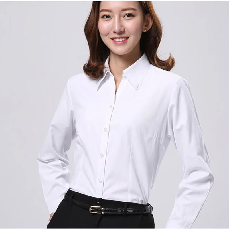 Dioufond Elegant Blouse White Shirt Women Office Ladies Shirts Long ...