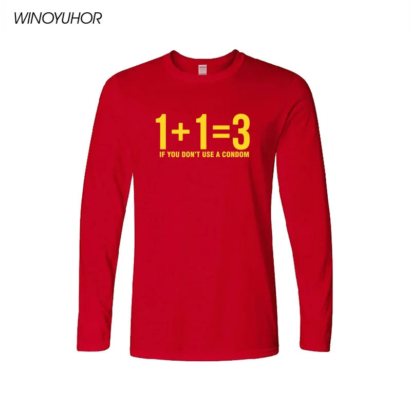 Новая модная мужская футболка, новинка, математическая формула, футболка с принтом, Мужская футболка с длинным рукавом и круглым вырезом, забавная математическая уличная одежда - Цвет: Red