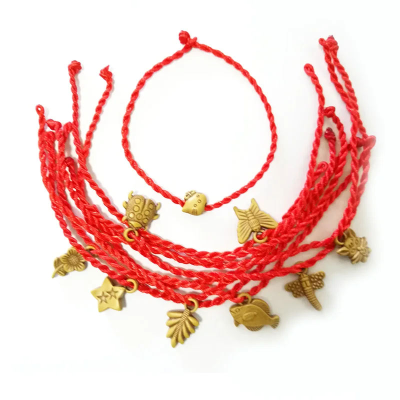 

Sale Wholesale Multiple Styles Plant Animals Red Thread String Bracelet Lucky Rope Bracelet for Women Men Lover Couple Gift