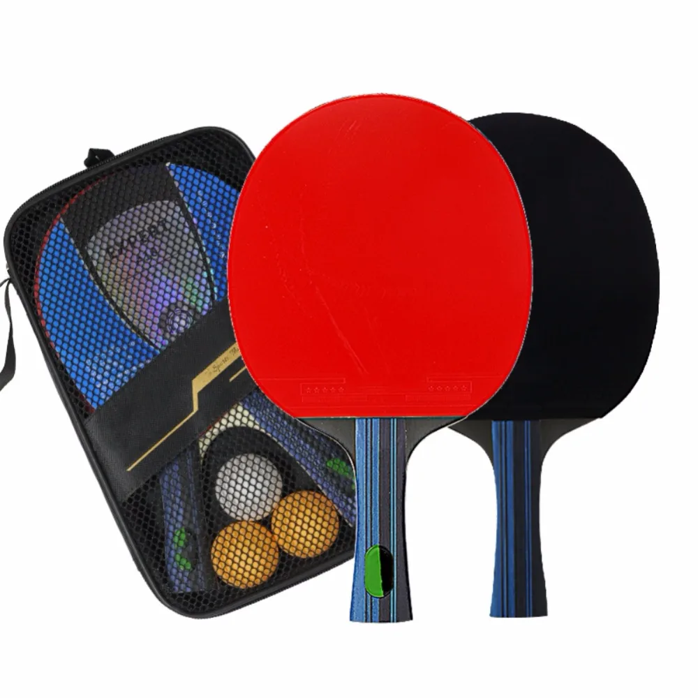 Углеродное волокно Настольный теннис ракетка лезвие резина с двойным лицом прыщи-в пинг-ракетки для понга высокое качество с сумкой