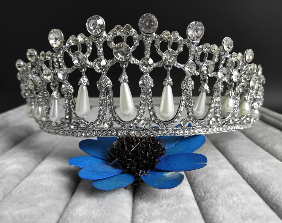 Барокко Принцесса Диана Корона кристалл и жемчуг свадебные диадемы Стразы торжественные короны невесты ободки свадебные аксессуары для волос
