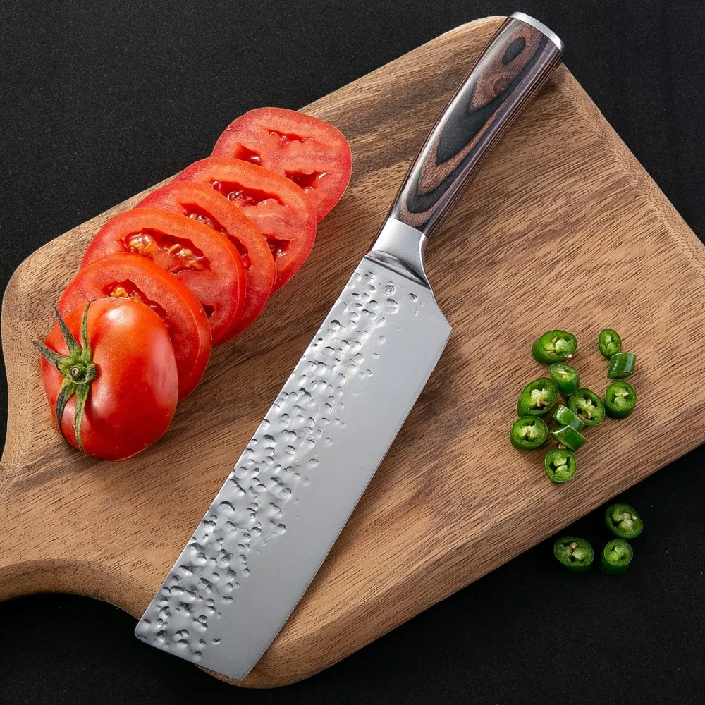 Стиль 8''Japan Santoku нож шеф-повара из нержавеющей стали, имитирующий дамасский узор, кухонный нож, нож для овощей