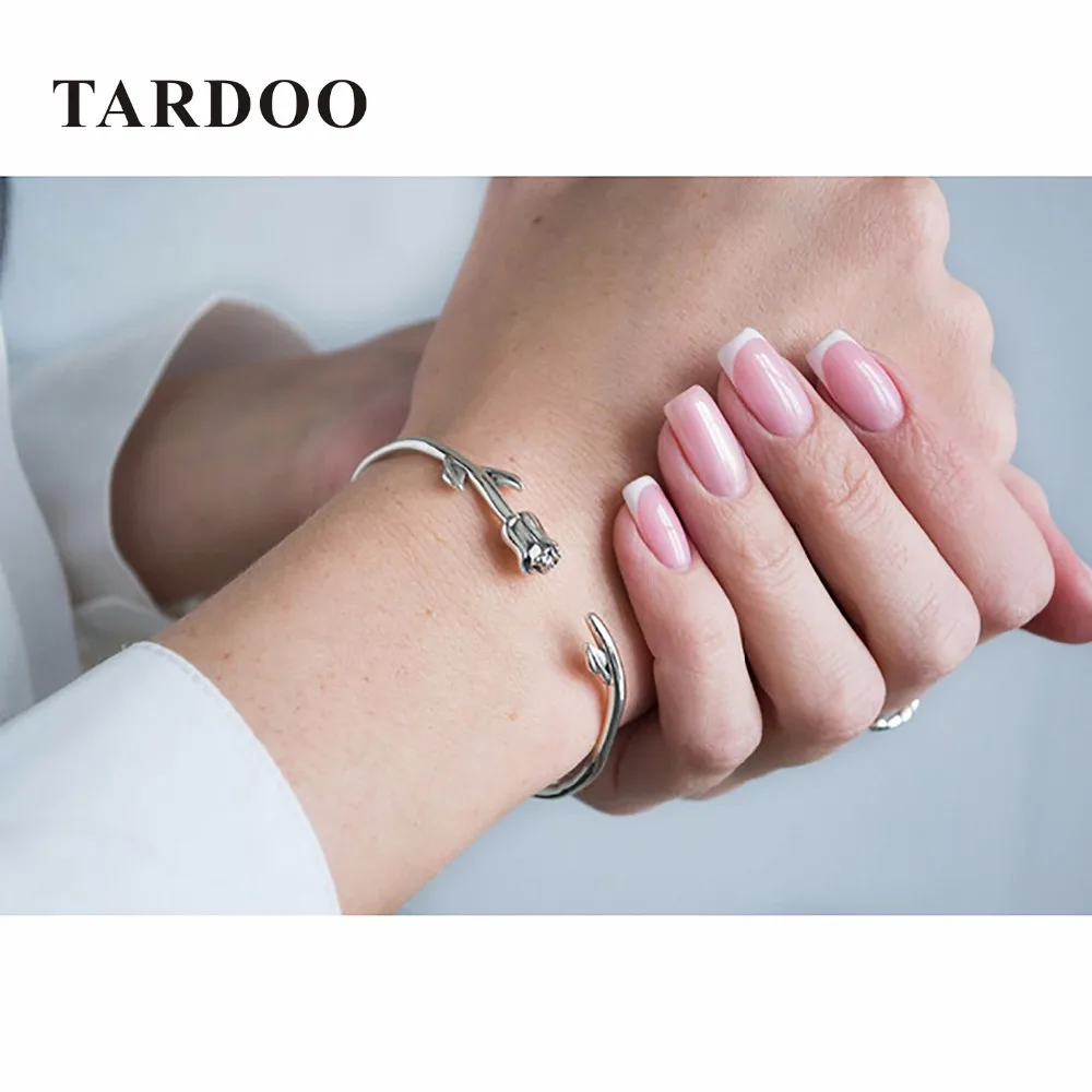 Tardoo Genuine Sterling Silver Bracelets for Women Rose Romantic Style Bracelets&Bangles Silver 925 Jewelry